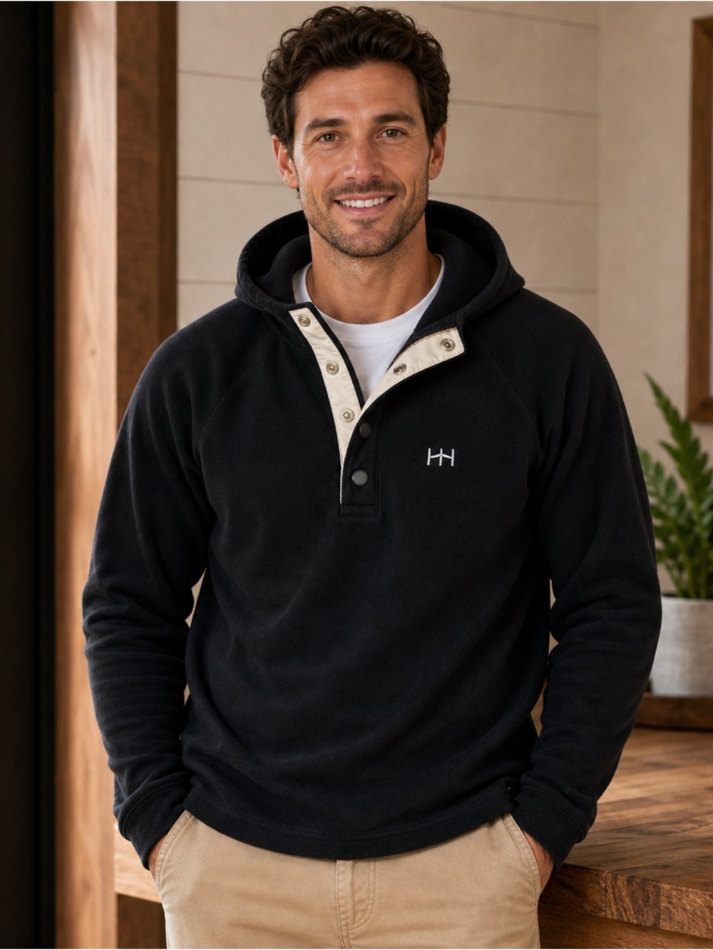 🖤 Hudson North Black Hoodie | Men’s Medium | Snap Neck - 100% Cotton
